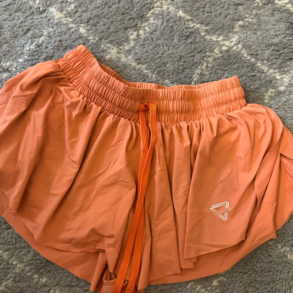 Vibrant Orange Athletic Shorts with Elastic Waistband